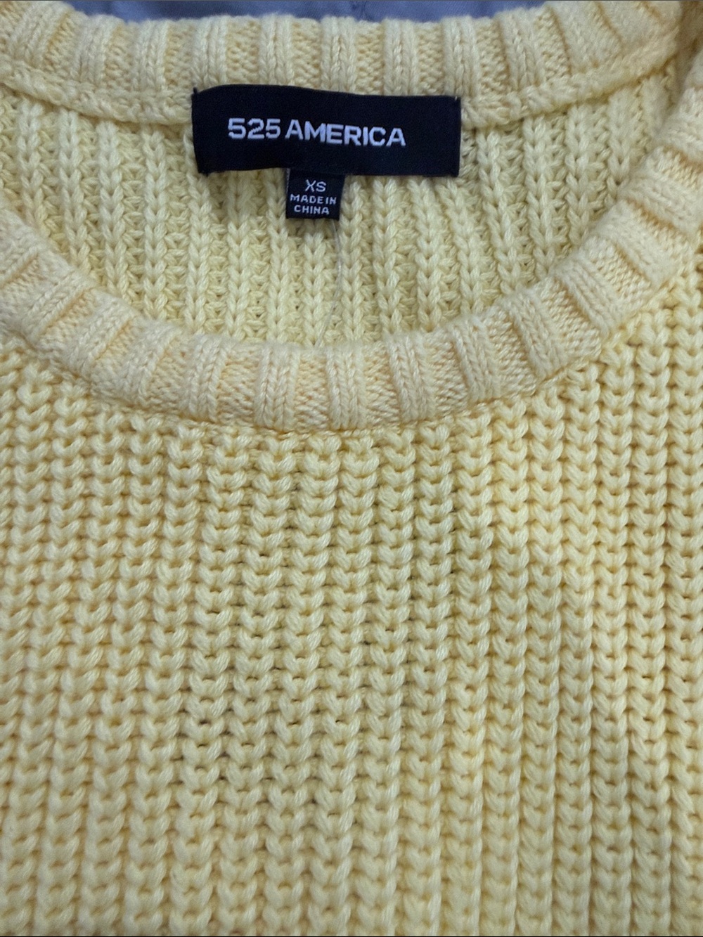 525 America Soft Pale Yellow Knit Crewneck Sweater